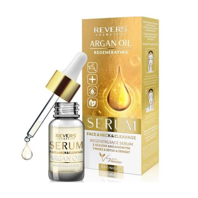 Ser regenerant, pentru fata, gat si decolteu, cu Ulei de Argan si In, Revers, 10ml