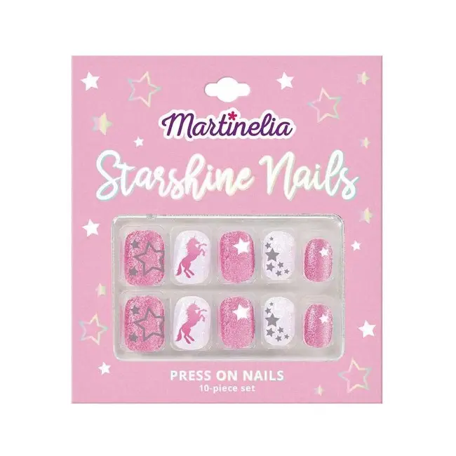 Set 10 unghii false Starshine Nails, cu adeziv Press-On, pentru fetite, Martinelia