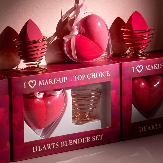 Set 2 bureti machiaj inima cu suport cadou Top Choice 38310