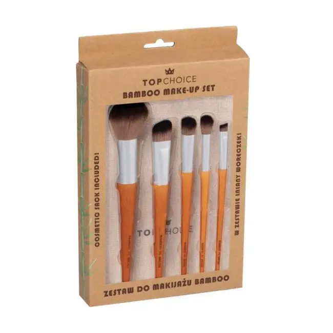 Set 5 pensule machiaj cu maner din bambus Top Choice 37474