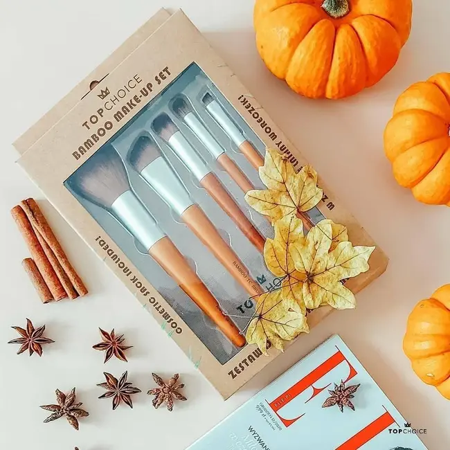 Set 5 pensule machiaj cu maner din bambus Top Choice 37474