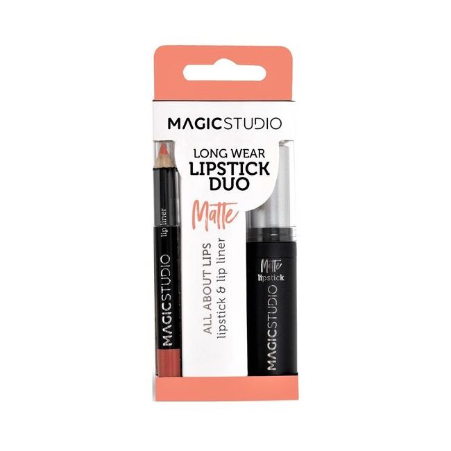 Set Perfect Lips, Ruj de buze mat si creion pentru contur asortat, Nr. 1, Light Brown, Magic Studio
