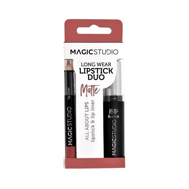 Set Perfect Lips, Ruj de buze mat si creion pentru contur asortat, Nr. 2, Light Brown, Magic Studio