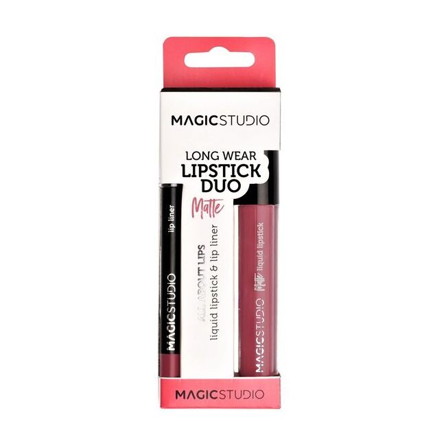 Set Perfect Lips ruj lichid mat si creion contur, Nr.2 Roz, Magic Studio
