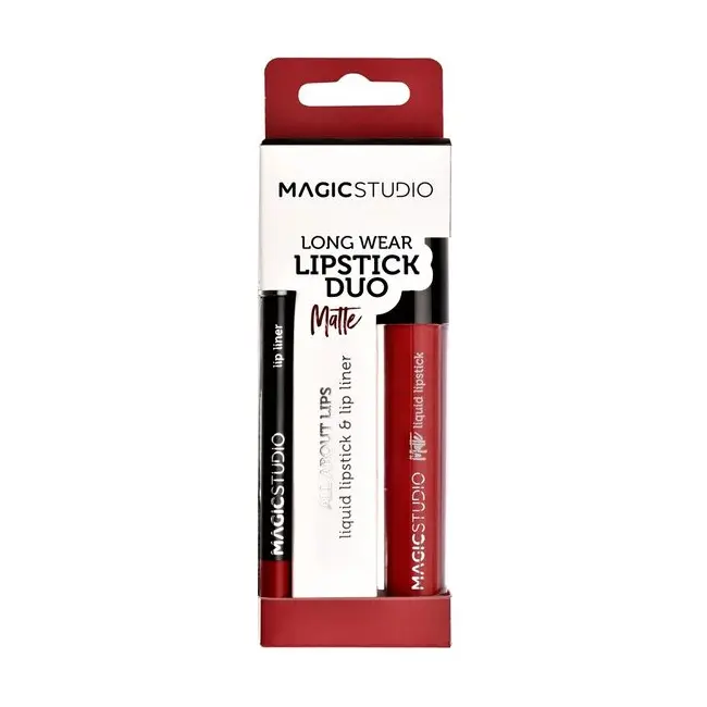 Set Perfect Lips ruj lichid mat si creion contur, Nr.3, 40's Red, Magic Studio