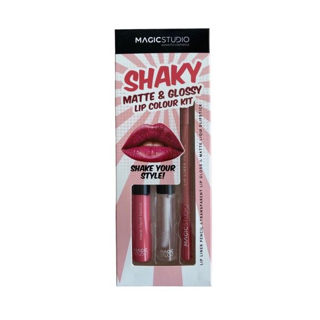 Set gloss si creion de buze Shaky, Matte & Glossy, 60749, Roz deschis, Magic Studio, 2 g