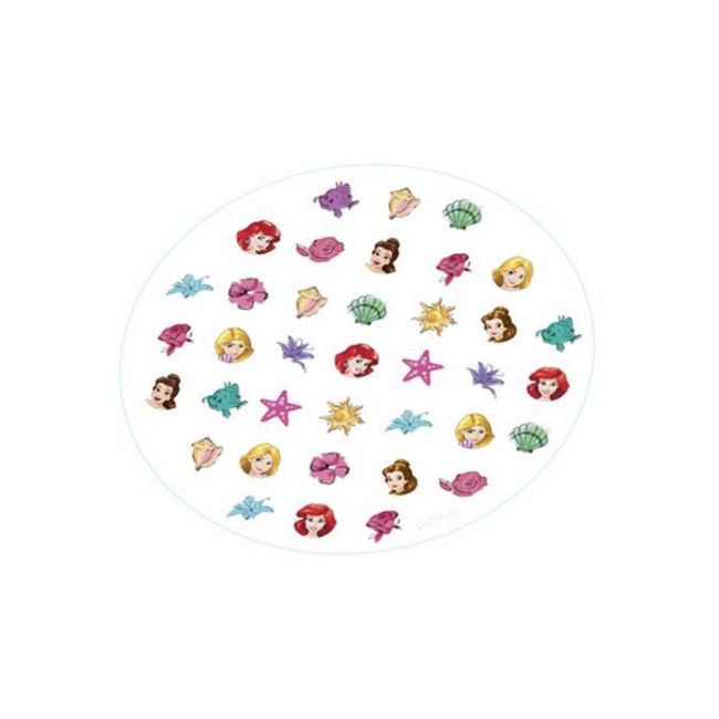 Set manichiura pentru fetite, 3 lacuri de unghii si modele de lipit pe unghii, Printesele Disney
