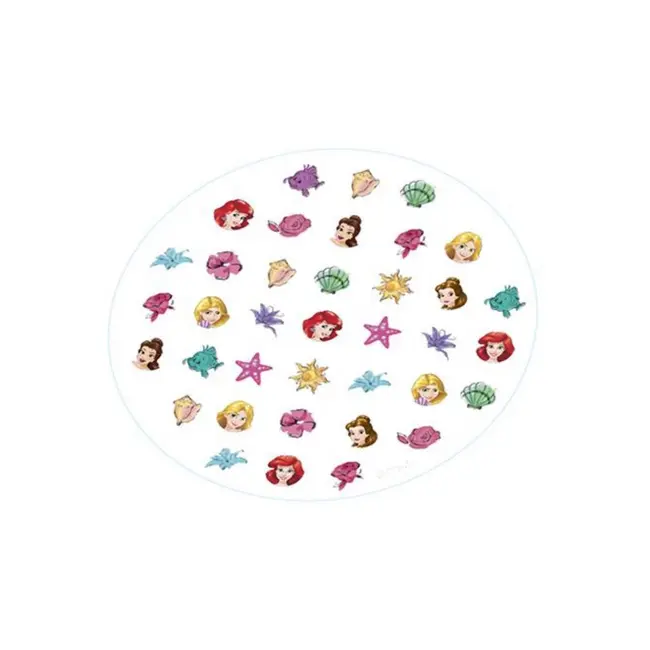 Set manichiura pentru fetite, 3 lacuri de unghii si modele de lipit pe unghii, Printesele Disney