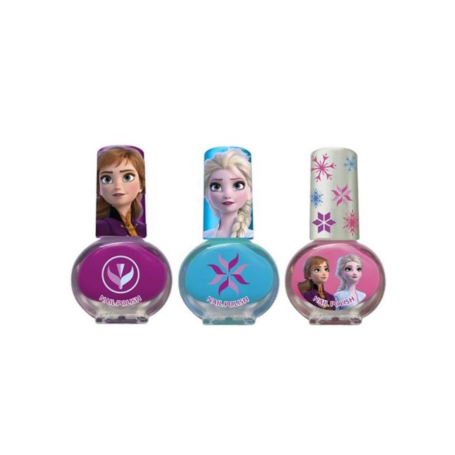 Set manichiura pentru fetite, cu 3 lacuri de unghii si modele de lipit pe unghii, Frozen