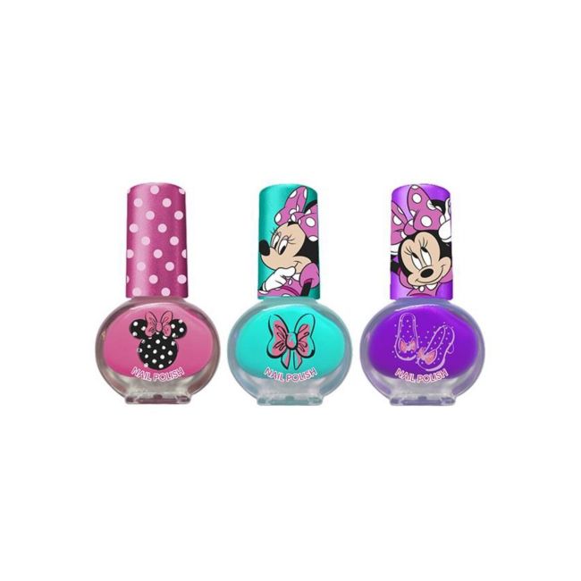 Set manichiura pentru fetite, cu 3 lacuri de unghii si modele de lipit pe unghii, Minnie