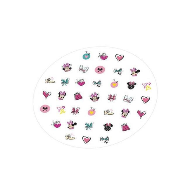 Set manichiura pentru fetite, cu 3 lacuri de unghii si modele de lipit pe unghii, Minnie