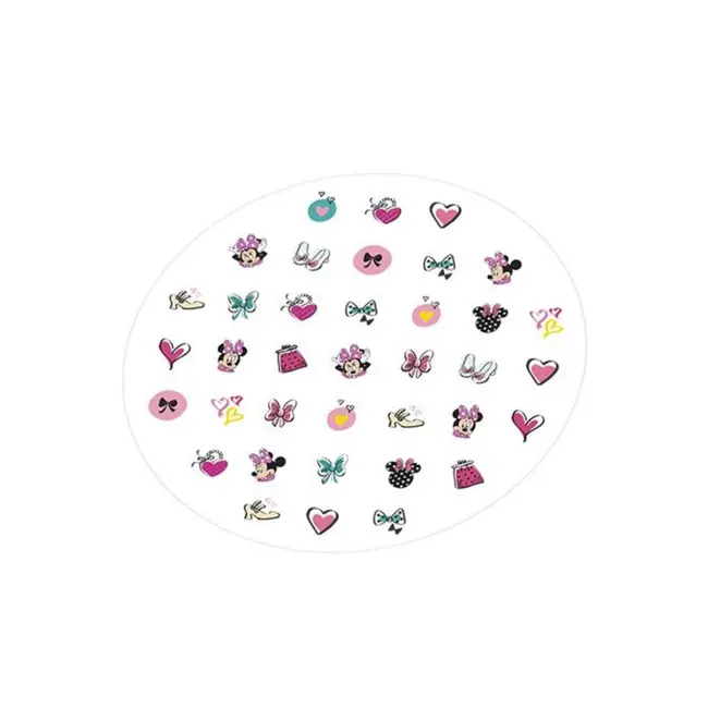 Set manichiura pentru fetite, cu 3 lacuri de unghii si modele de lipit pe unghii, Minnie
