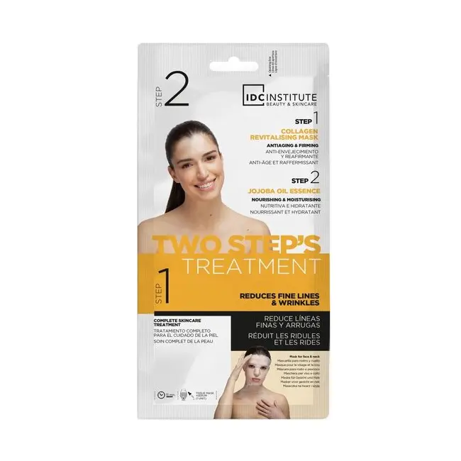 Tratament pentru fata in 2 etape, masca si ser, cu ulei de jojoba si colagen cu efect antirid IDC Institute 3404, 40 g