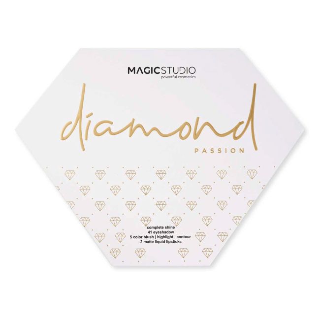Trusa de machiaj Diamond Complete Shine, cu farduri de pleoape, ten si luciu de buze, Magic Studio