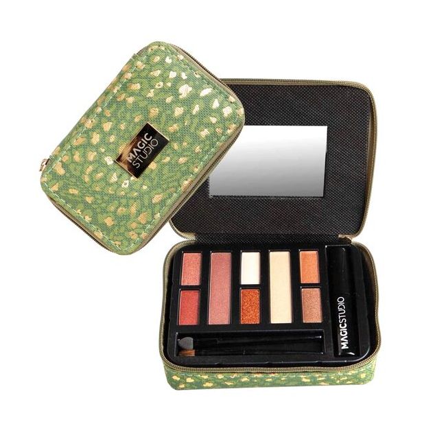 Trusa de machiaj tip portofel cu  8 farduri de pleoape si o 1 mascara, Savannah Soul Medium Wallet, Magic Studio