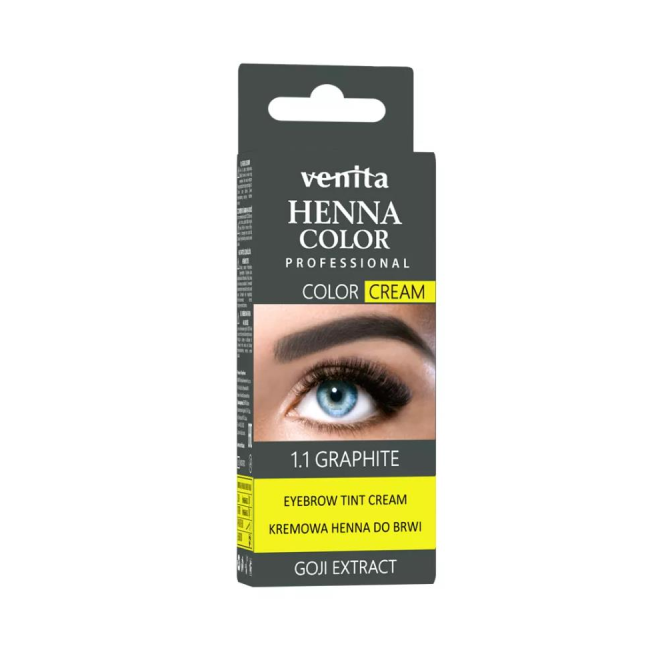 Crema henna cu extract de goji pentru vopsirea sprancenelor cu efect de lifting Venita 1.1, gri