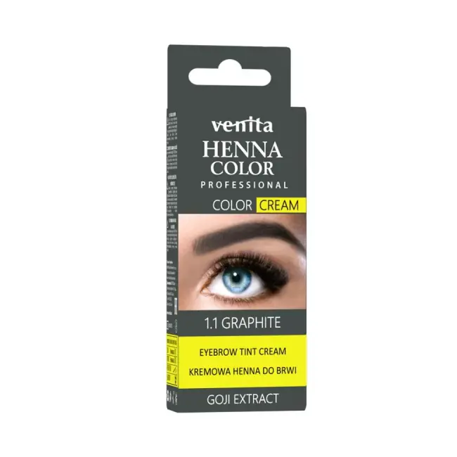 Crema henna cu extract de goji pentru vopsirea sprancenelor cu efect de lifting Venita 1.1, gri