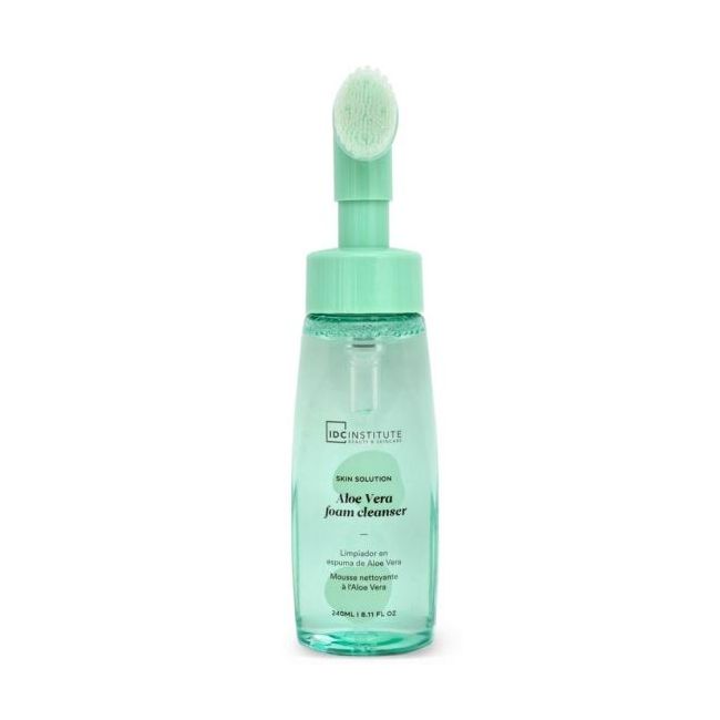 Demachiant spuma cu aloe vera si perie exfoliere IDC Institute 68113, 240 ml
