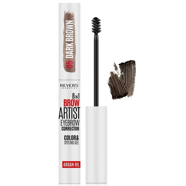 Gel styling corector sprancene 8 in 1 Brow Artist Revers 05, maro inchis, 7 ml