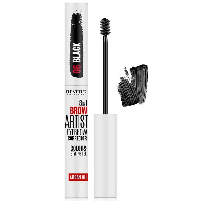 Gel styling corector sprancene 8 in 1 Brow Artist Revers 06, negru, 7 ml