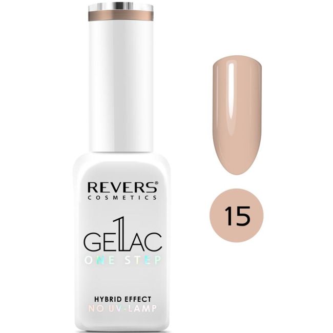 Lac de unghii Gellac 1 Step, Hybrid Effect, Non UV, Revers, 15 Nude, 10 ml