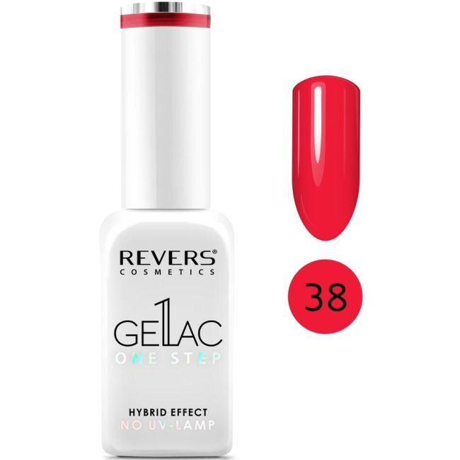 Lac de unghii Gellac 1 Step, Hybrid Effect, Non UV, Revers, 38 Rosu, 10 ml