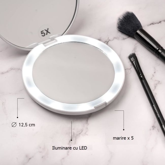 Oglinda cosmetica cu iluminare Magic Studio MS70010, 12 cm diametru