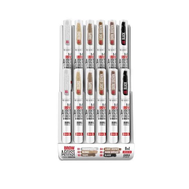 Set 12 bucati Gel styling corector sprancene 8 in 1 Brow Artist Revers, 7 ml