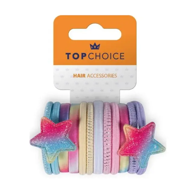 Set 12 elastice de par "Rainbow & Stars", Top Choice TC26393