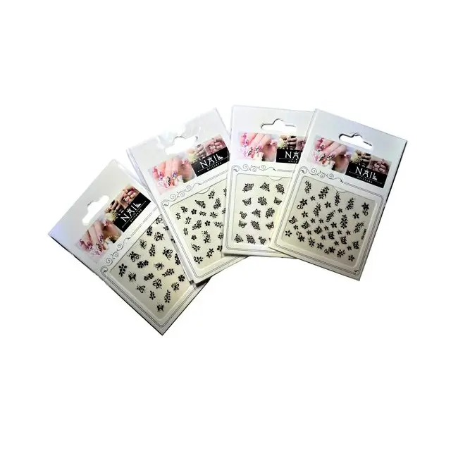 Set 12 folii stickere unghii, model negru, Chique