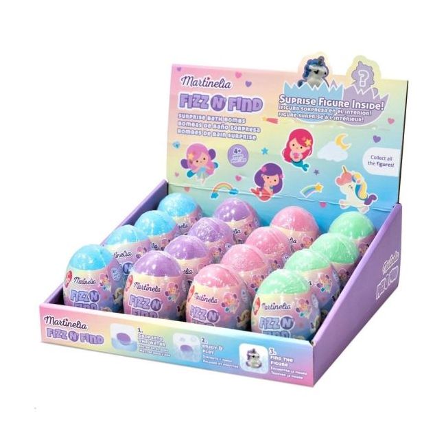 Set 16 bile de baie efervescente cu surpriza pentru copii Martinelia, 98212, 150 g