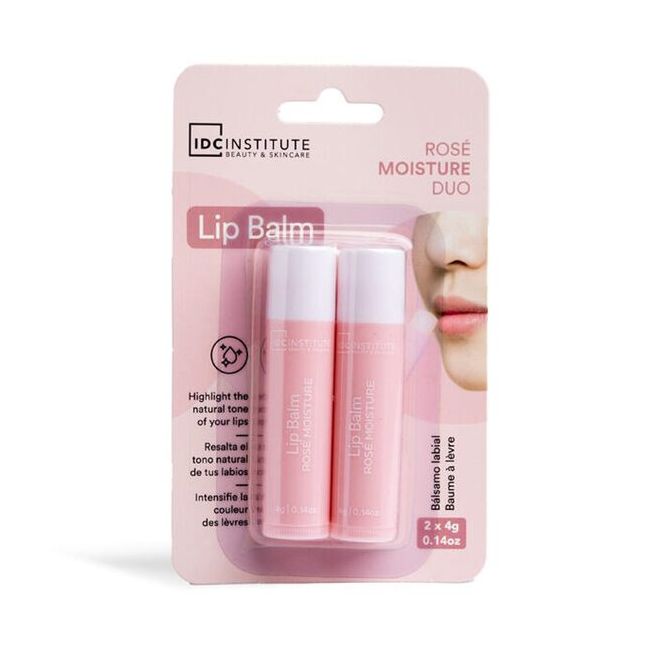 Set 2 balsam de buze cu hidratare intensa Moisture Rose Duo IDC Institute 42102, 2x4 g