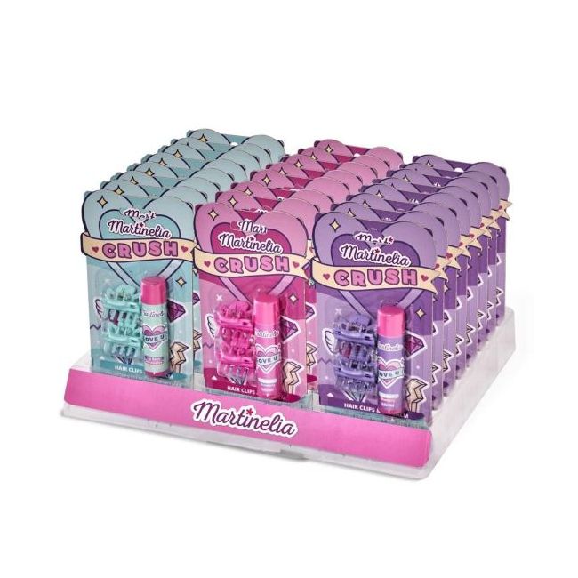 Set 24 bucati Pachet balsam de buze si 2 agrafe asortate Crush Martinelia 11101, 4 g