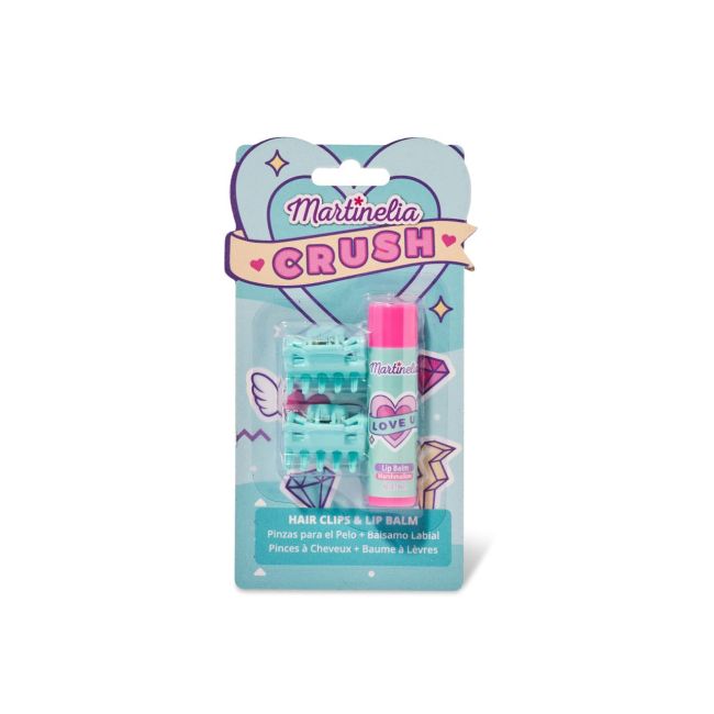 Set 24 bucati Pachet balsam de buze si 2 agrafe asortate Crush Martinelia 11101, 4 g