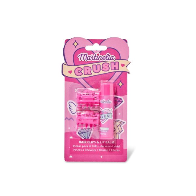 Set 24 bucati Pachet balsam de buze si 2 agrafe asortate Crush Martinelia 11101, 4 g