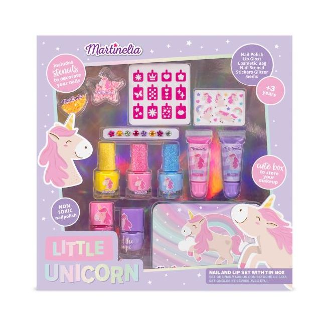 Set produse cosmetice pentru copii Little Unicorn Beauty Tin Box Martinelia 24145
