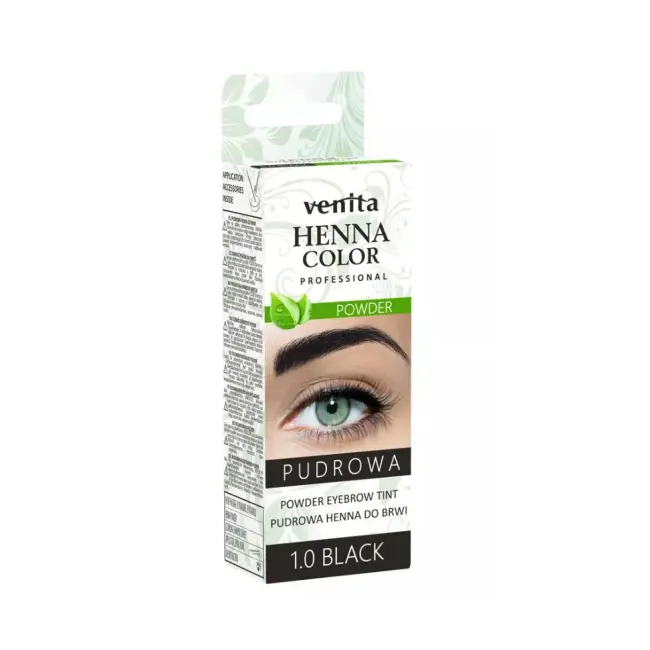 Vopsea pudra pentru sprancene Henna Venita, 01, negru, 4 g