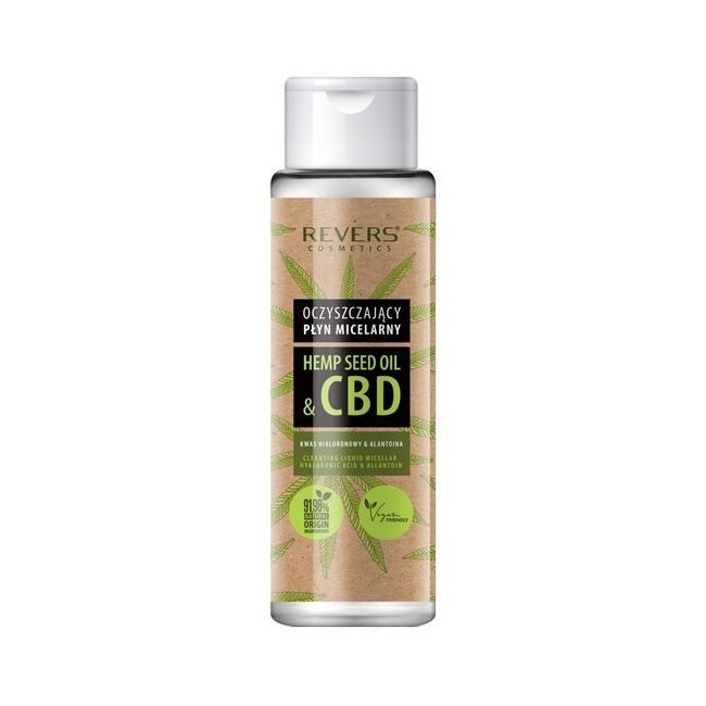 Apă micelara demachianta cu ulei natural de cânepă cu CBD, 100% vegan, Revers, 400 ml