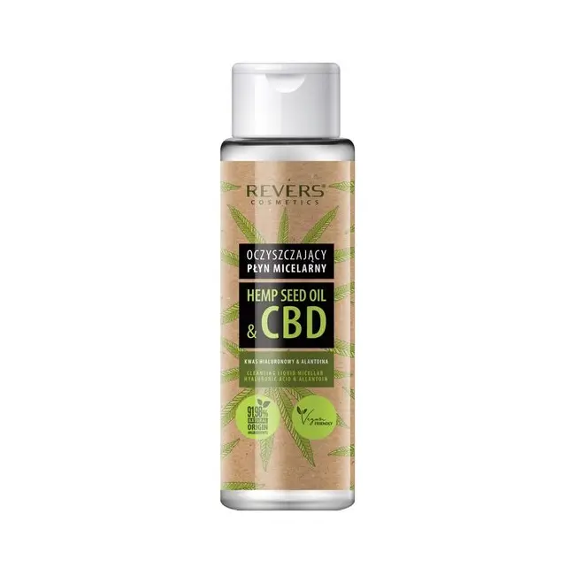Apă micelara demachianta cu ulei natural de c&acirc;nepă cu CBD, 100% vegan, Revers, 400 ml