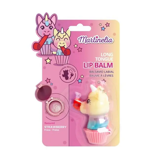 Balsam de buze cu aroma de capsuni Unicorn Tongue, pentru copii, Martinelia, 79001BLA