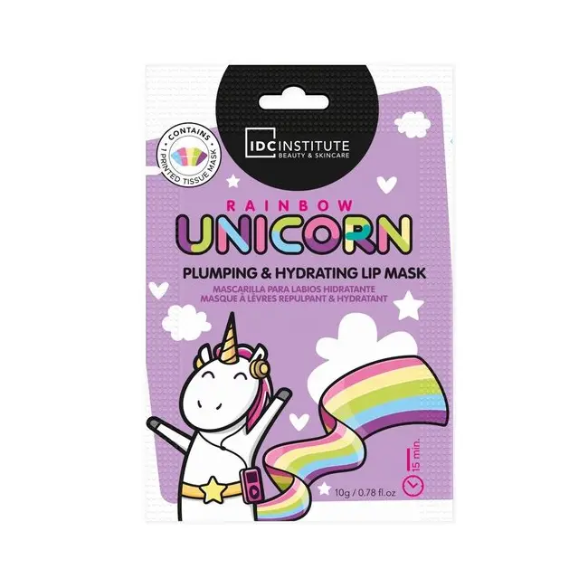 Mască pentru buze hidratantă, efect de volum, Rainbow Unicorn, Plumping Effect, IDC Institute, 90017,  10g