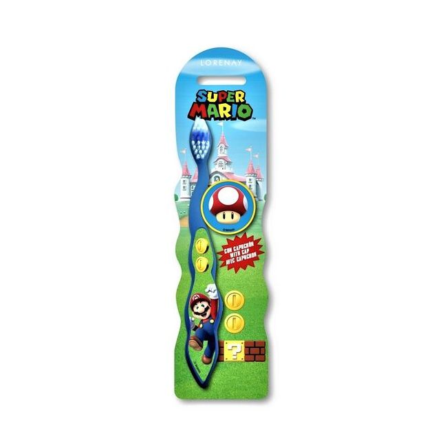 Periuta de dinti copii cu capac Super Mario, Lorenay, 1803