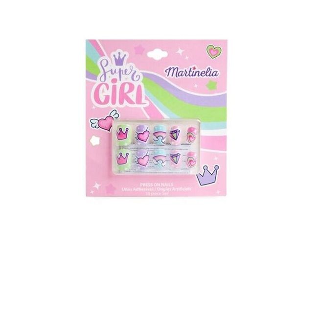Set 10 unghii false Unicorn Nails, cu adeziv Press-On, pentru fetite, Martinelia 62500