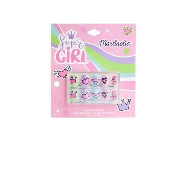 Set 10 unghii false Unicorn Nails, cu adeziv Press-On, pentru fetite, Martinelia 62500