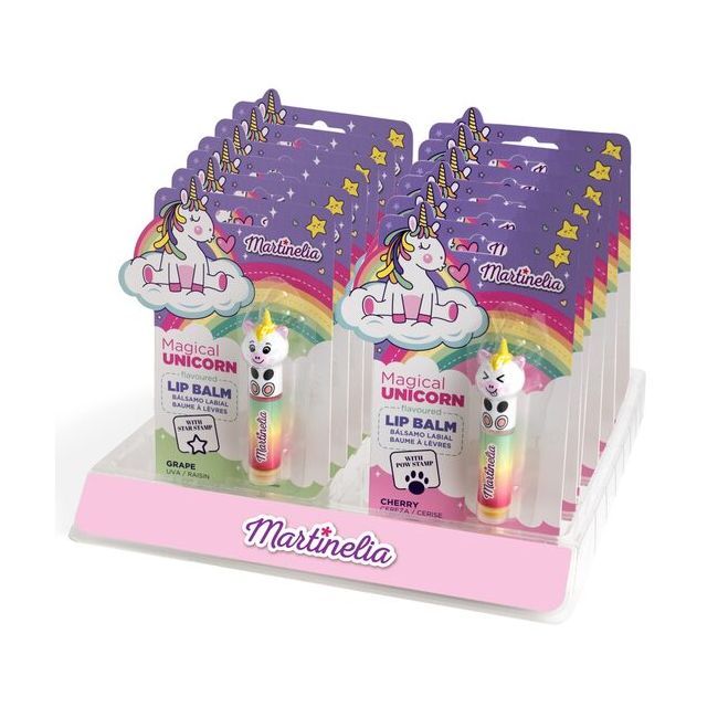 Set 12 Balsamuri de buze cu stampila Magical Unicorn, Martinelia, 79003, 1,8g