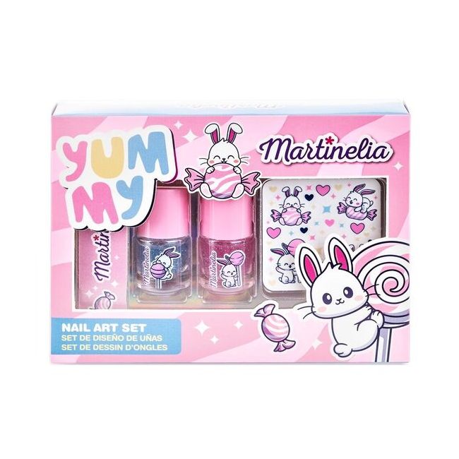 Set 2 lacuri de unghii, pila si stickere decorative Yummy, Martinelia 12242, 3 ml