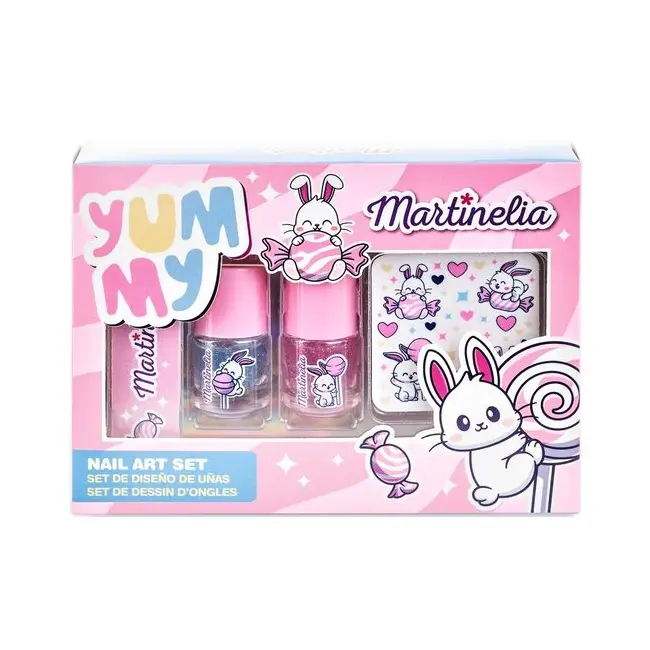 Set 2 lacuri de unghii, pila si stickere decorative Yummy, Martinelia 12242, 3 ml