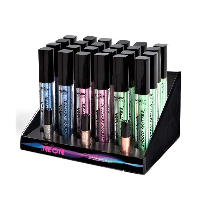 Set 24 farduri de pleoape Neon Liquid Glitter Magic Studio 32009, 5 ml