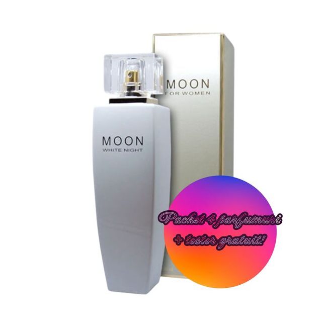 Set 4 Apa de Parfum Cote d'Azur Boston Moon White Night, Femei, 100 ml + Tester GRATUIT