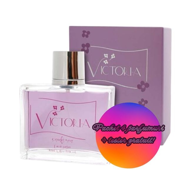 Set 4 Apa de Parfum Cote d'Azur Victoria, Femei, 100 ml + Tester GRATUIT